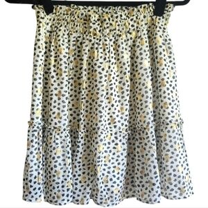 Papillonne Cream Black Gold Animal Print like Flowy Skirt Womens size Large